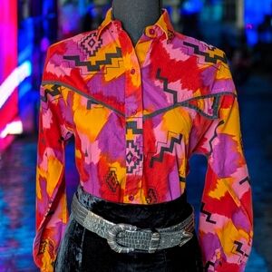 EUC Bright 90s Roper Button Down Shirt